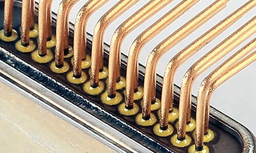A row of heat seal pins