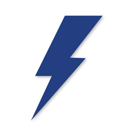 blue icon of a lightning bolt for power output