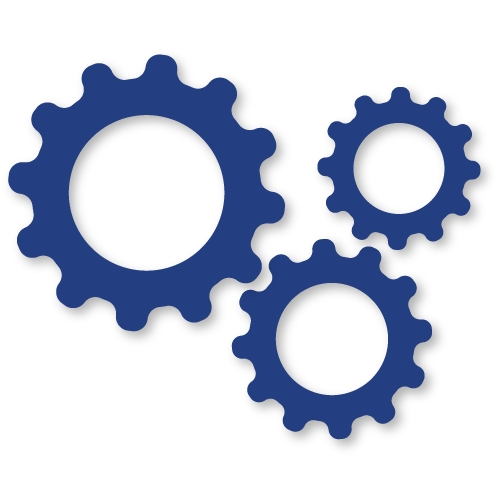 blue icon of fretting gears
