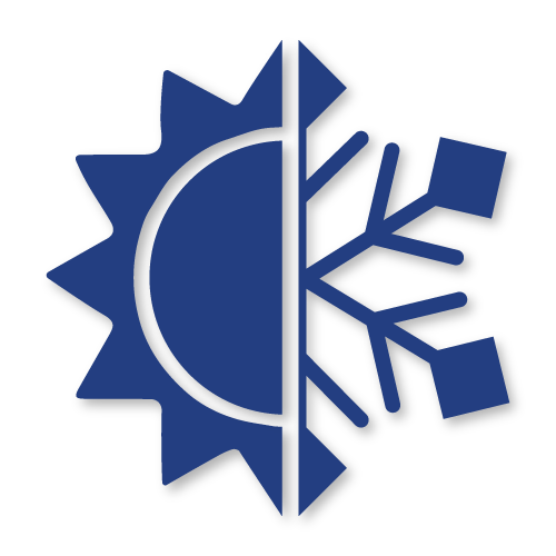 blue icon of a sun and snowflake