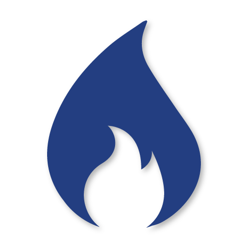 blue icon of a flame