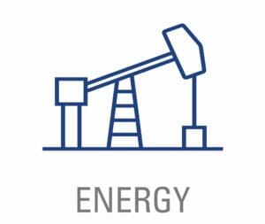 energy blue icon with grey text