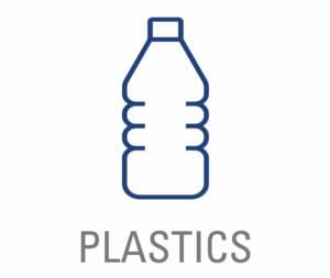 Plastics blue icon with grey text