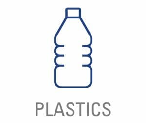 Plastics blue icon with grey text